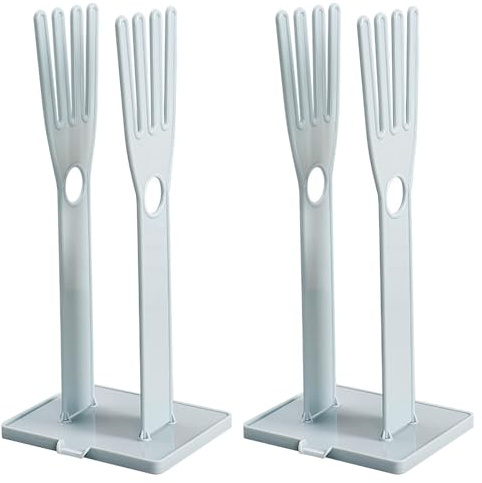Wedhapy Kitchen Glove Holder 2 Sets Kitchen Washing Glove Drying Rack with Towel Storage Hole and Drain Outlet Cleaning Glove Dryer with Detachable Base Glove Storage Stand
