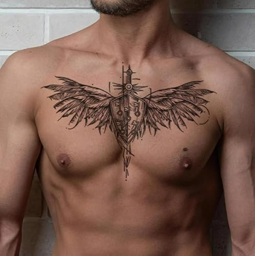 Temporary Tattoos Stickers Fake Tattoos European And American Style Wings Back Neck Chest Herbal Men And Women Waterproof Juice Semi-Permanent Lasting 2 Weeks
