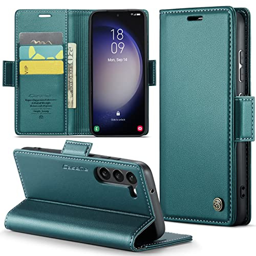 Phernykas Handyhülle für Samsung S23 Hülle Leder,Magnetische Klapphülle mit kartenfach und Standfunktion Smartphone Schutzhülle Lederhülle Samsung S23 Flip Book Case (Blaugrün)