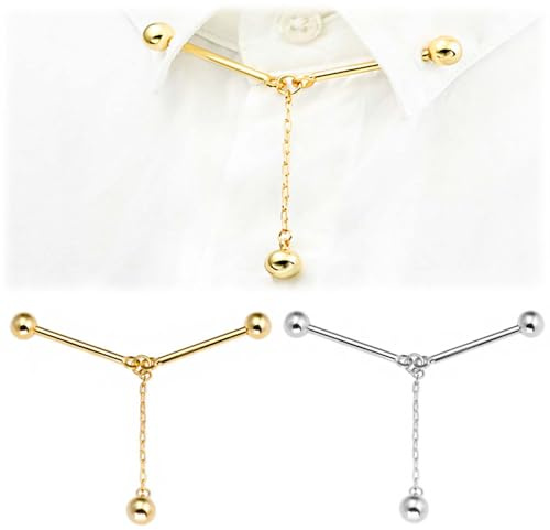 LONGHAO 2 Pcs Fermacravatta A Clip Per Camicia,Clip Del Colletto Della Camicia,Spill Per Cravatta Da Uomo,Con Catenina,Accessori Per Abiti Da Uomo,Per Anniversario Di Matrimonio Affari Vita (#3)