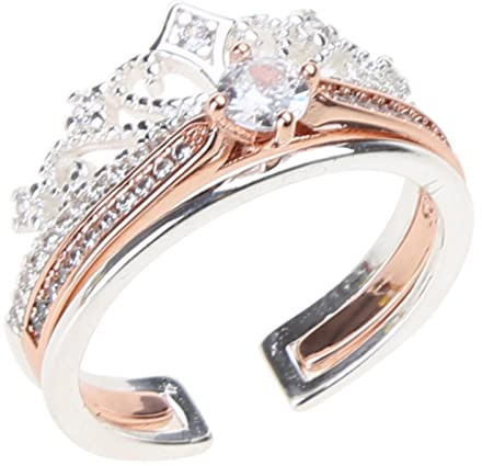 Juego de 2 anillos de princesa de plata vintage con corona de princesa para mujeres y niñas, anillos de princesa para mujer, regalo de fiesta