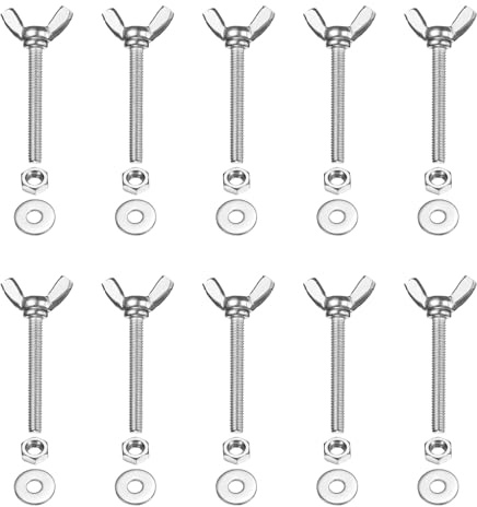 PATIKIL M4-0.7 x 30 mm Wing Butterfly Screw, 10 Pcs 304 Stainless Steel Wing Nuts and Bolts Machine Fastener Thumb Hand Screws for Electronic Equipment DIY Tools, Silver