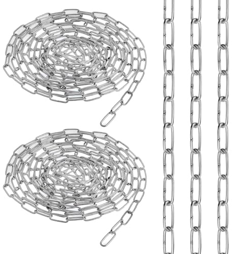 2 Stück 304 Edelstahlkette Meterware, 10M x 1.5 mm Metall Gliederkette | Edelstahl Stahlkette, Ankerkette Edelstahl Ketten, Metallkette Zum Aufhängen für Hundekette, Trocknen der Wäschekette