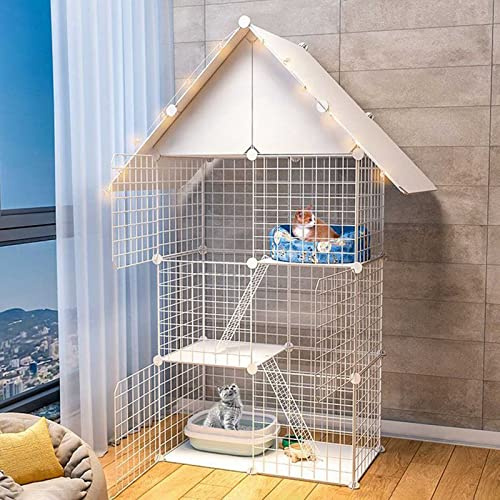 Großer Katzenkäfig Laufstall – Metallzwinger für Katzen und kleine Hunde, abnehmbare Frettchenkäfige mit Hängematte, ideales Haustier-Übungs- und Spielgehege