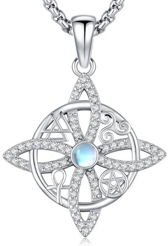 Odinstone Collana nodo delle streghe in argento 925 Nodo celtico Ciondolo Triquetra Trinità Collana Wicca Amuleto Witchy Gioielli Protección Ciondolo Uomo Donna