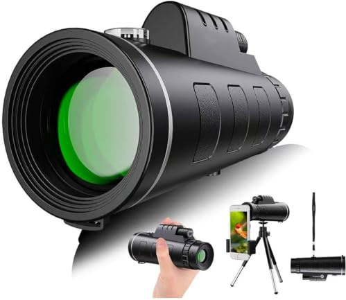 AiMeiteng Monocular, Télescope monoculaire 12X50,Telescope Monocular, Monoculaire HD avec Trepied pour Smartphone pour l'Observation des Oiseaux Concerts Chasse