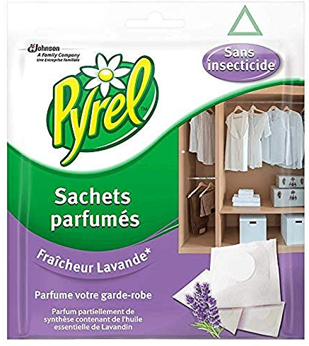 Pyrel parfum garde robe sans insecticides- Lot de 4 (4 x 24 = 96 sachets)