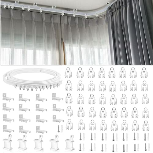 TOPWA Vorhangschiene 5 m Flexibler Kunststoff PVC Läufer Duschvorhänge Raumteiler Side Clamping
