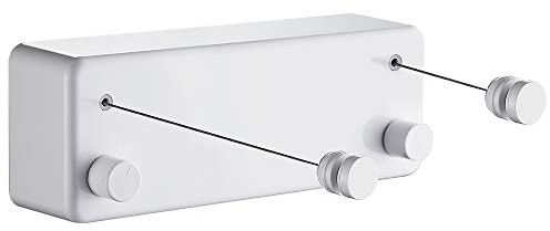 Danpoo Stendibiancheria Retrattile, 2 * 4.2m Estensibile per Interni ed Esterni, Acciaio Inossidabile Corda da bucato riavvolgibile,regolabile, per doccia, bagno e lavanderia, bianco