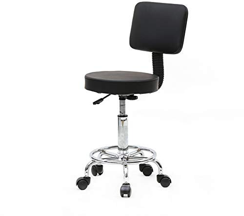 Alightup Bürohocker mit Rollen, professioneller mit Rückenlehne, 360° drehbar und höhenverstellbar – für Massagesalons, Küchen, Büros, Kliniken, Pubs, Näharbeiten, Malerarbeiten, Klavier (Schwarz)