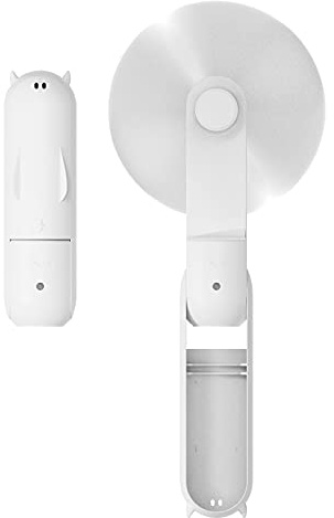 Hand Held Fan, Portable USB Rechargeable Mini Handheld Cooling Device, Folding Design, Battery Driven With Mobile Power Supply for Home Travel Outdoor (White)