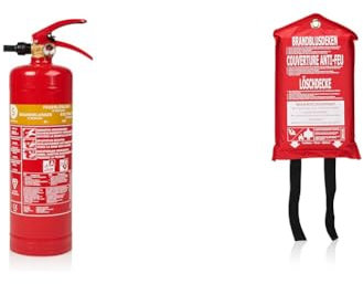 Smartwares SB2 Feuerlöscher/Schaumlöscher Brandklassen A und B & 10.014.60 Feuerlöschdecke – 100 x 100 cm – Glasfasertuch