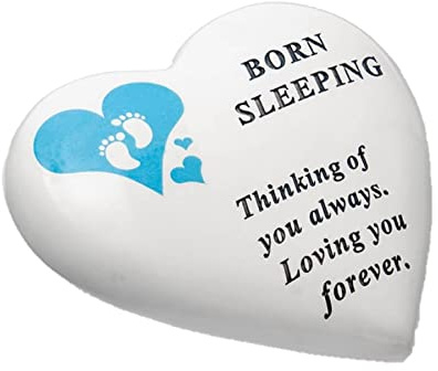Widdle Gifts Ltd Ornamento commemorativo a forma di cuore per tomba del bambino – Born Sleeping – Blu/Boy 2482