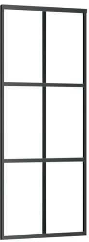 vidaXL Puerta Corredera Entrada Corrediza Deslizante Hogar Cuarto de Baño Sala de Estar Salón Habitación ESG Vidrio y Aluminio 76x205 cm Negro