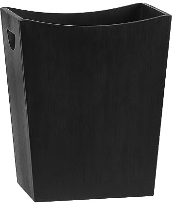 LIANTRAL Petite poubelle en bois de 7,5 l pour salle de bain, chambre, salon, bureau, cuisine, noir