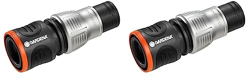 Gardena Premium Wasserstop 13 mm (1/2 Zoll) - 15 mm (5/8 Zoll): Aquastop, schneller Gerätewechsel, Knickschutz, Griffmulden, frostsicher, verpackt (18253-20) (Packung mit 2)
