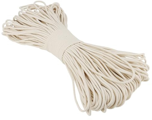 SOUJAP 5/32 Inch White Natural Cotton Clothesline Rope, 4mm x 328 Feet Cotton Sash Cord for Window, Decoration, Tie Down