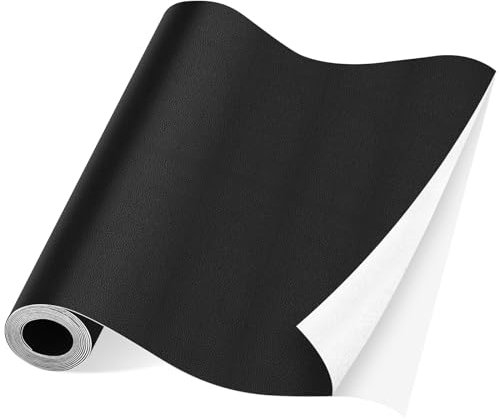 Vicloon Selbstklebendes Kunstleder Patch Schwarz 160x34 cm, Verschleißfest und Kratzfest für Couch, Autositz, Sofa, Möbelrenovierung