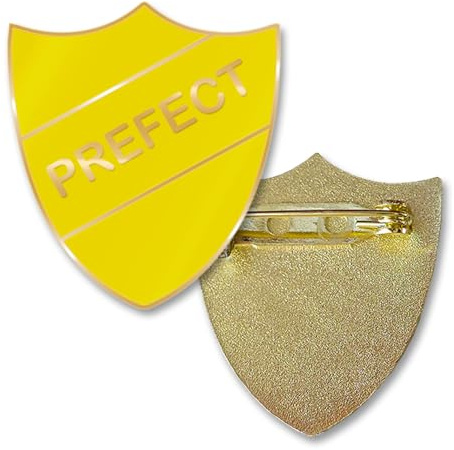Prefect Shield School Badge - Enamel and Brass - Safety Pin fixing - Size 30mm (YELLOW)