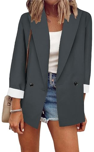ZICUE Moda Blazer Sólido de Manga Larga Casual Para Oficina con Doble Botón y Solapa