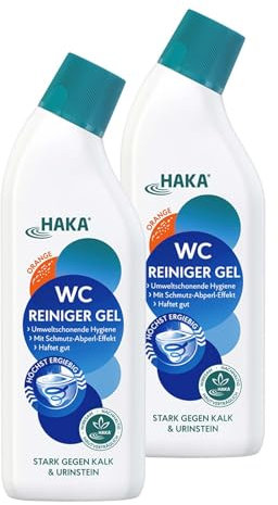 HAKA WC Reiniger Gel Orange, 2x 740 ml, extra stark gegen Kalk, Urin- & Wasserstein, langanhaltende Frische, Toilettenreiniger mit umweltfreundlicher Milchsäure