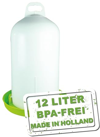 Mina höns dubbla rockar 12 liter grönt – lätt fyllbara vattenbehållare av okrossbar plast med bajonettförslutning för kycklingar och vaktlar.