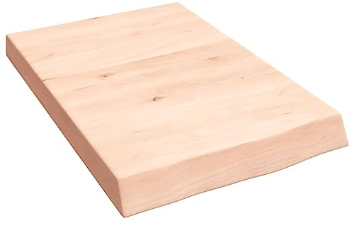 Makastle Waschtischplatte Holzbohlen Ideal für Aufsatzwaschbecken, Tischplatte Holzplatte Baumkanten-Platte für Heimwerker, Arbeitsplatten, 40x60x(2-6) cm Massivholz Unbehandelt