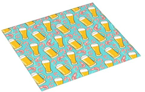 Tapetes de secado de platos para encimera de cocina, tapete de secado absorbente de camarones de verano de 16 x 18 pulgadas, tapete de secado para encimera de cocina, tapete para estante de platos con