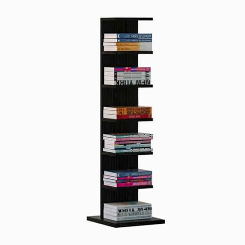 HARELA Vertikales Bücherregal, Bücherturm Freistehend Ecke Regal, Standregal Regal In Schmaler Leiterform, Eckregal, Bodenstehende Bücherregale, Für Schlafzimmer, Wohnzimmer, Büro(Black-6 Tier)