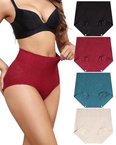 Aijolen Culotte Gainante Femme Ventre Plat Culottes Sculptantes Taille Haute Slip Dim sous-Vêtements Invisible Slips sans Couture Shapewear Lot de 4 S-XXL