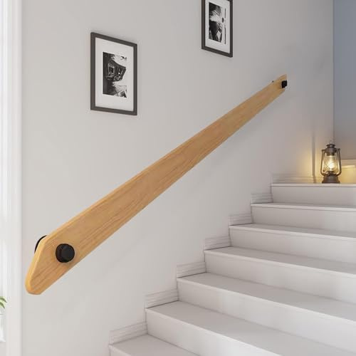 Barandilla de madera de 115 pies para interiores y exteriores, soporte de madera duradero para escaleras, escalones y pasillos, 3 pies de longitud
