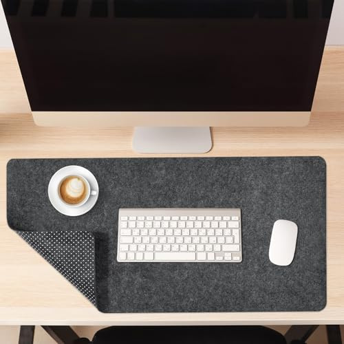 JIANTA Alfombrilla de Escritorio de Fieltro, 800 x 400 mm Alfombrilla de Ratón Grande, Mouse Pad xxl para Protector Escritorio para Oficina y Hogar(Gris Oscuro)