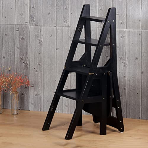 Sgabelli con scaletta, Sedia Pieghevole in Legno, Combinazione di Scale per la casa, Biblioteca, Scala da Arrampicata, sgabelli per Piedi, Scala da Cucina, Bagno, Ufficio, Scale, Sedia
