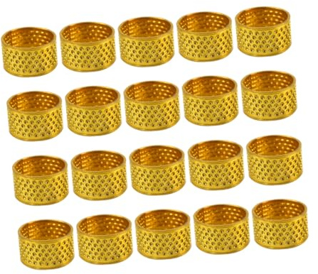 UTHCLO Ditale da Cucito 20 Pezzi Dorati Protezione Dita Antiscivolo Anello per Cucito Fai da Te Riparazioni Pelle e Tessuti Artigianato per Principianti