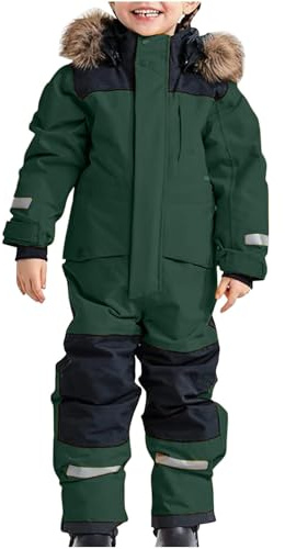 Barn Utomhus Skiddräkt Småbarn Hel Snöoverall Vattentät Varm Snödräkt Vinter Baby Pojkar Flickor Overaller Grön 2 12-13 År