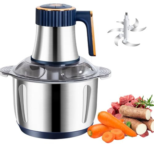 Picadora de carne de 500 W, procesador de alimentos y licuadora de 5 L con 6 cuchillas afiladas, control de 5 velocidades, picadora eléctrica de alimentos para carne, verduras, frutas y frut