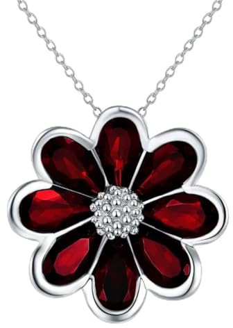 12.0ct naturlig granat blomma hänge solid 925 sterling silver halsband ädelsten fina smycken födelsedag 18 kedja