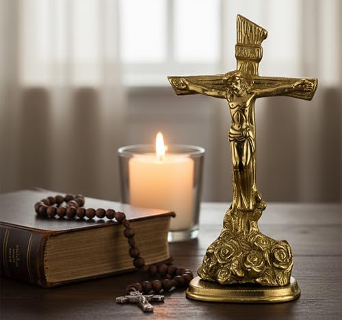 StonKraft mässing Jesus Kristus – Jesus kors – idolstaty skulptur – 20 cm (8 tum)