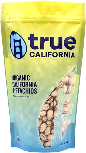 True California Organic Raw Pistachios (1 LB) In-Shell, No Salt, No Roast - Healthy Snacks, Vegan & Gluten Free - Natural Whole Foods & Pantry Staples