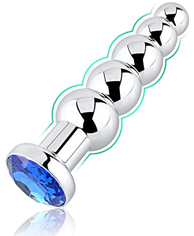 Roluck Analplug con perle metalliche e 5 sfere graduabili, plug anale con gemma, dildo anale, giocattolo sessuale per donne e uomini (Blu)