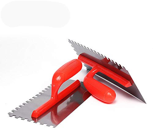 2 pz spatola dentata manico in plastica raschietto in acciaio spatola coltello per piastrelle pavimenti malta stucco intonacatura strumenti di costruzione