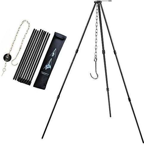 Youery BBQ Dreibein Gestell，Kochen im Freien Stativ Set Klapp Lagerfeuer Grillrost Stand Camping Feuerstelle Werkzeug Lagerfeuer Party Picknick BBQ Kleiderbügel Mit Aufbewahrungstasche…