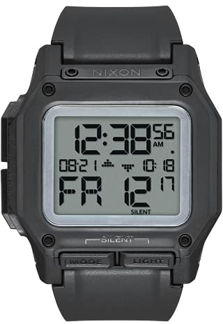 NIXON Regulus A1180 - Black/Positive - 100m Water Resistant Men's Digital Sport Watch (46mm Watch Face, 29mm-24mm PU/Rubber/Silicone Band)