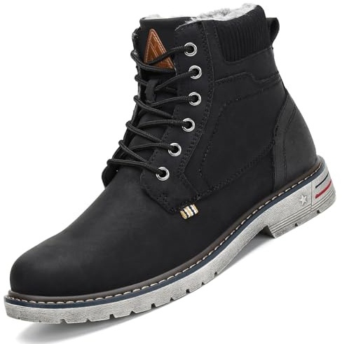 Mishansha Chaussure Homme Femme Hiver Bottines Hiver Fourrée Chaude Bottes de Neige Chaussures de Randonnée Noir Foncé,GR.42