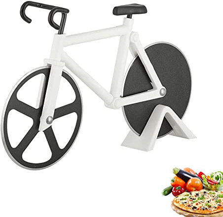 Cortador de pizza cortador de pizza de bicicleta, cortador de pizza de bicicleta interesante, cortador de pizza de acero inoxidable, con rueda de corte afilada, puede cortar pizza y panqueques