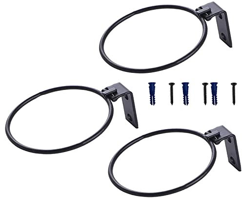 SJDWDX Confezione da 3 anelli porta piante, 20 cm, colore nero, da appendere alla parete, supporto per piante in metallo, per interni ed esterni, decorazione domestica