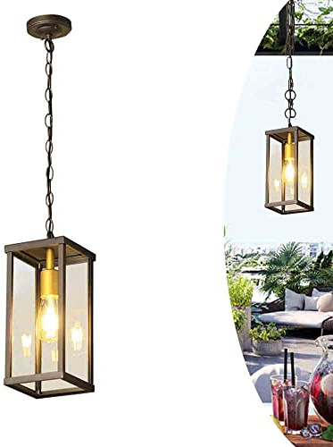 Industriel Rétro Extérieur Pendentif Lumière Lanterne Étanche E27 Carré en Métal Vintage Suspension Suspension Lampe Plafonnier verre Plafond Jardin Balcon Corridor Patio Pavillon Allée Porche Lustre