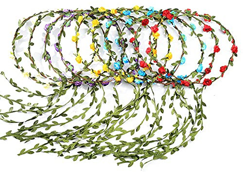 10 Stück Blumenkranz Blume Krone Stirnband, Haar, Kopfschmuck Böhmische Kopfbedeckung Garland für Kinder Frauen Mädchen Braut Brautjungfer, Hochzeitsfest Feiertag Geburtstag Blumenkranz