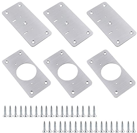 6 Pcs Stainless Steel Cabinet Hinge Repair Kit with 36 Pcs Fixing Screw for Kitchen, Wood Furniture, Wardrobe, Window, Drawer, Cupboard Door