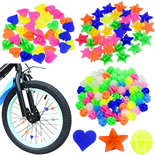 NIANOPKM 108 Stücke Kinderfahrrad Zubehör Speichenclips,Fahrrad Speichenklicker für Kinder Fahrradspeichen Dekor Geschenk für Mädchen und Jungen Speiche Perlen